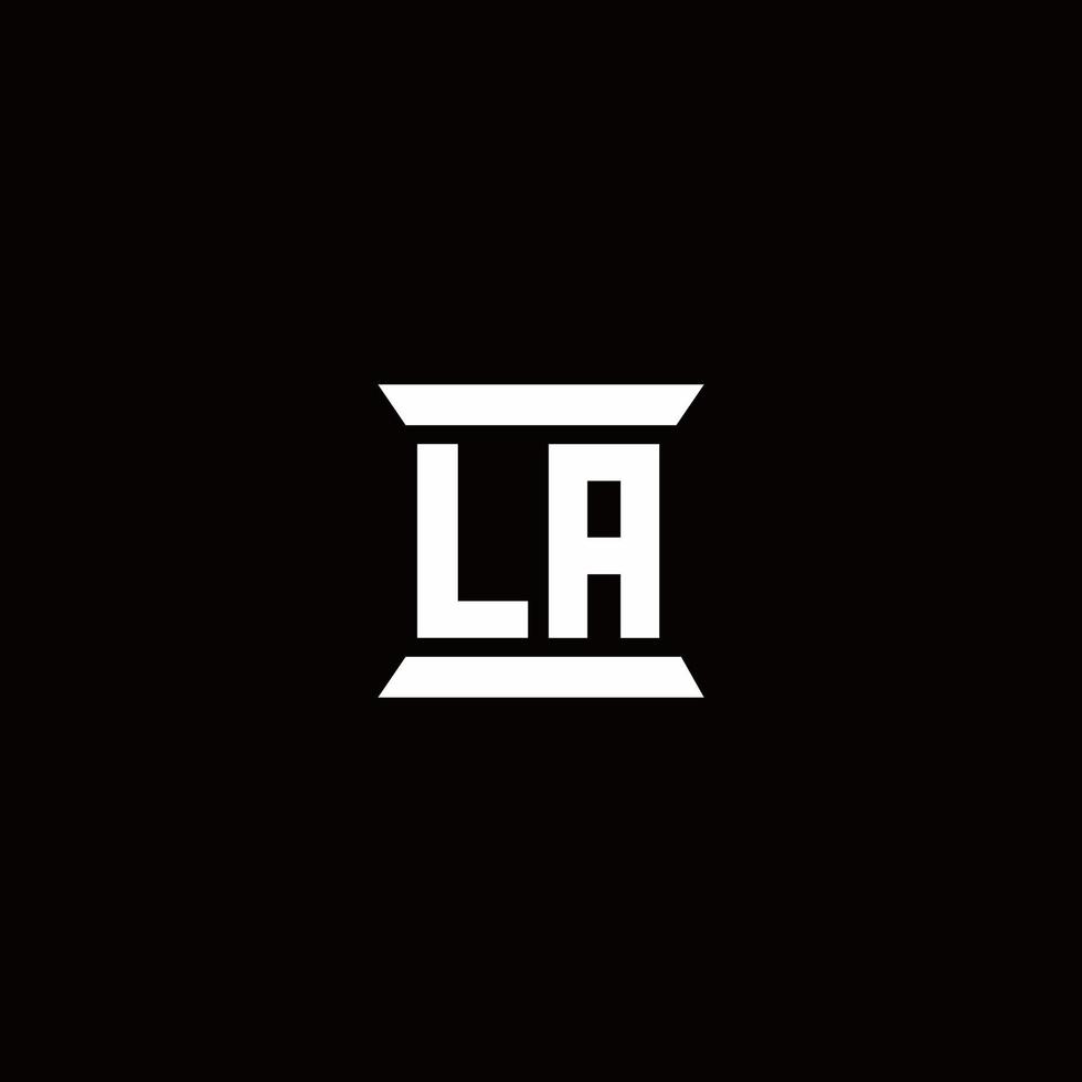 LA Logo monogram with pillar shape designs template vector