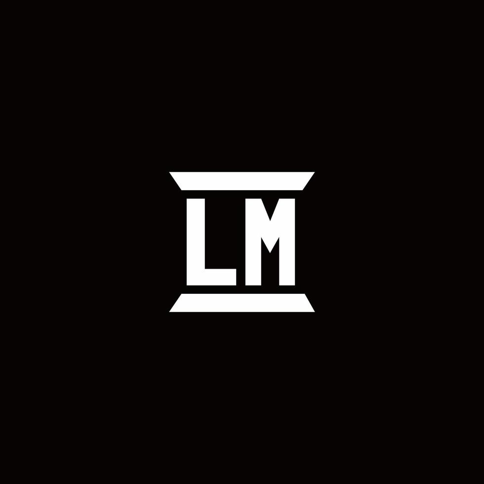 Monograma del logotipo de lm con plantilla de diseños de forma de pilar vector