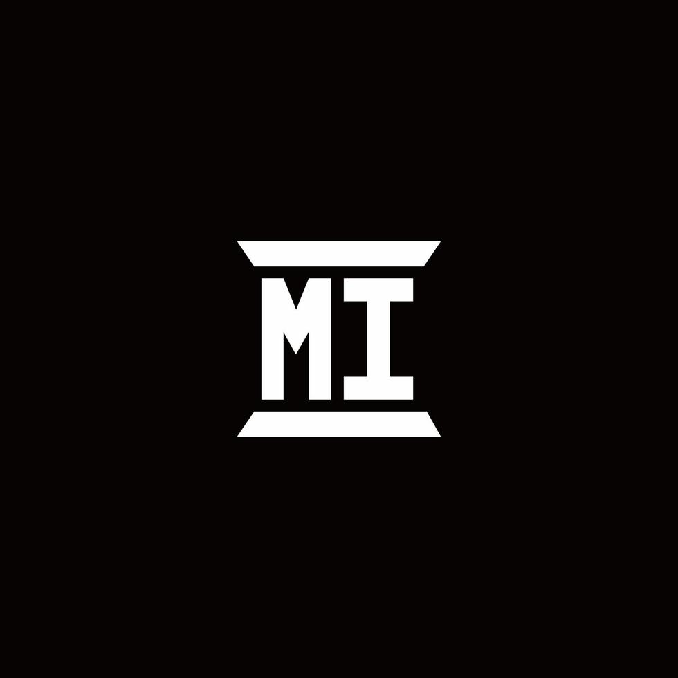 MI Logo monogram with pillar shape designs template vector
