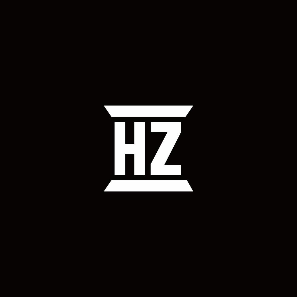 monograma de logotipo hz con plantilla de diseños de forma de pilar vector