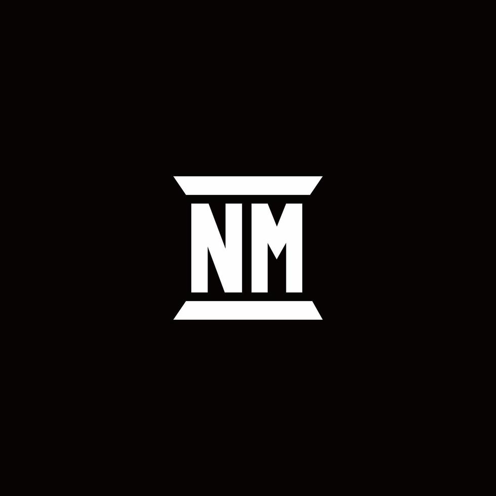 NM Logo monogram with pillar shape designs template vector