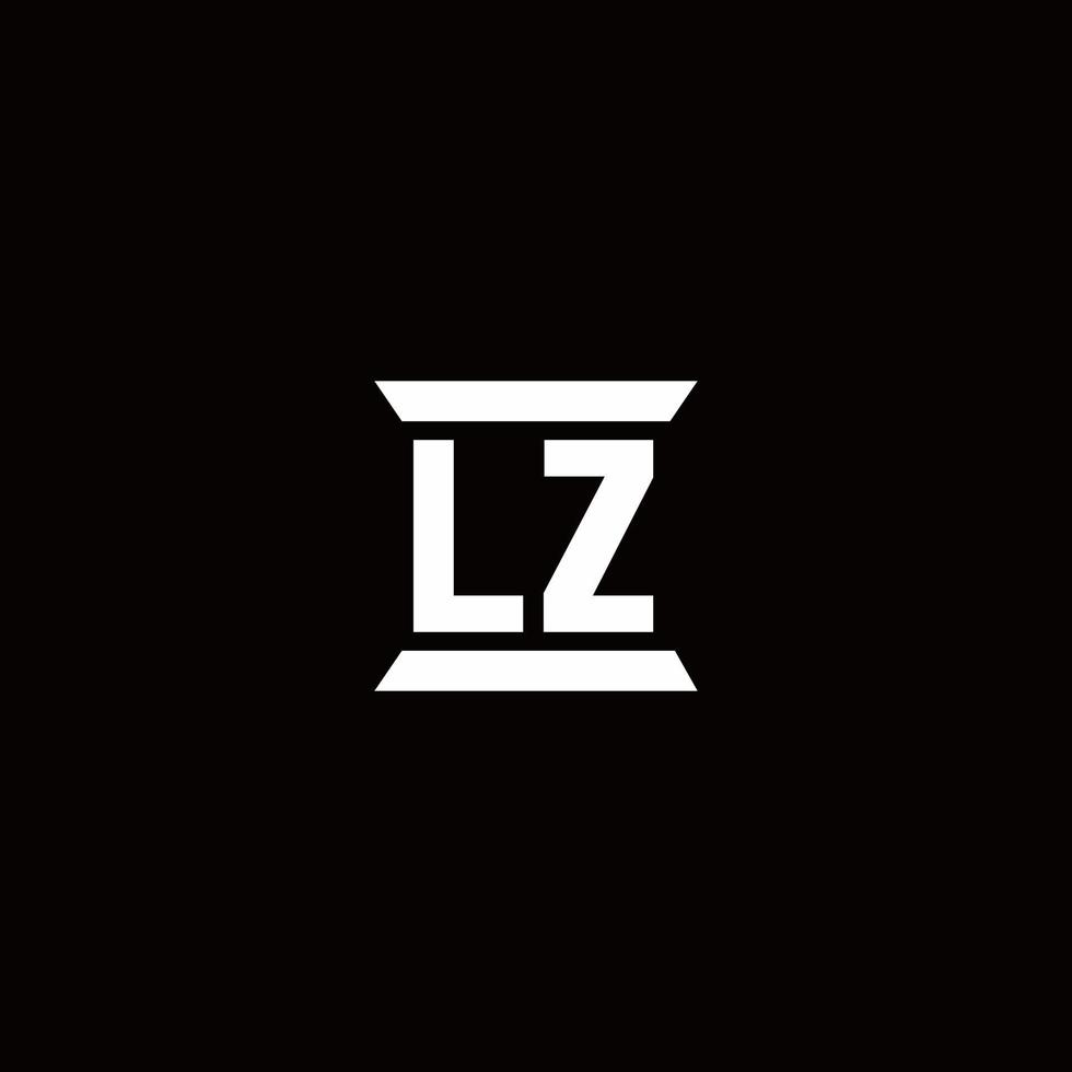 monograma del logotipo de lz con plantilla de diseños de forma de pilar vector