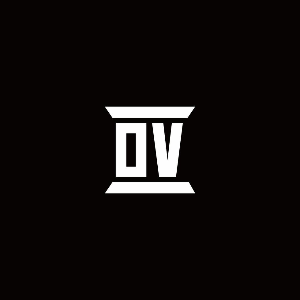 OV Logo monogram with pillar shape designs template vector