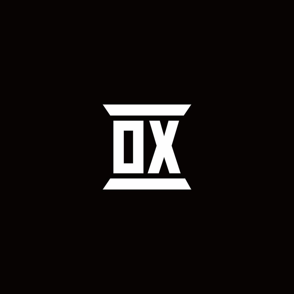 OX Logo monogram with pillar shape designs template vector