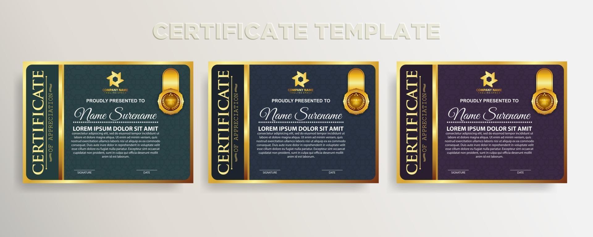 Premium diploma modern certificate template vector