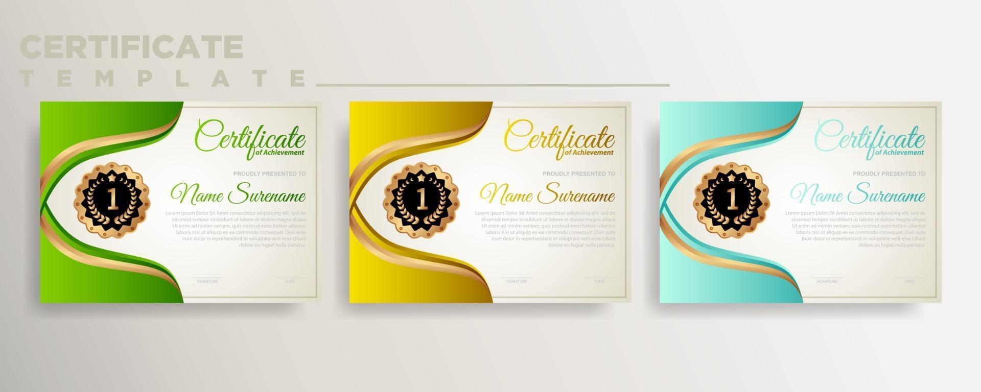 Premium diploma modern certificate template vector