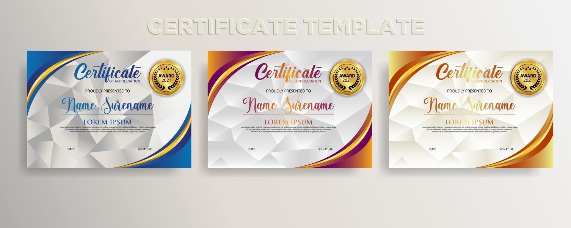 Premium diploma modern certificate template vector