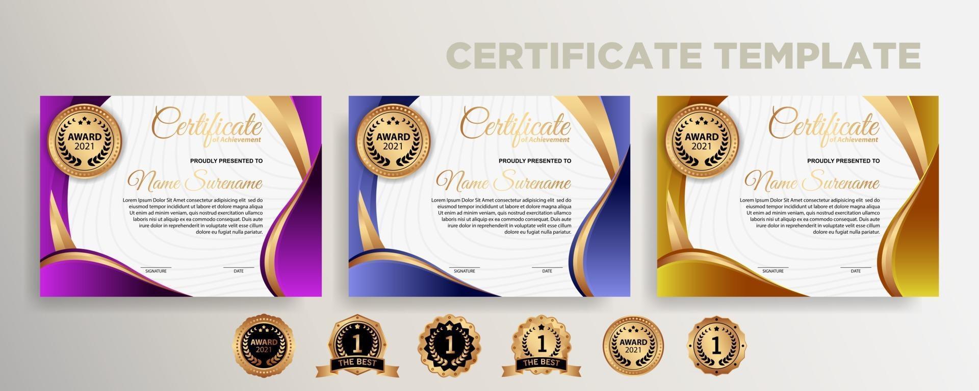 Premium diploma modern certificate template vector