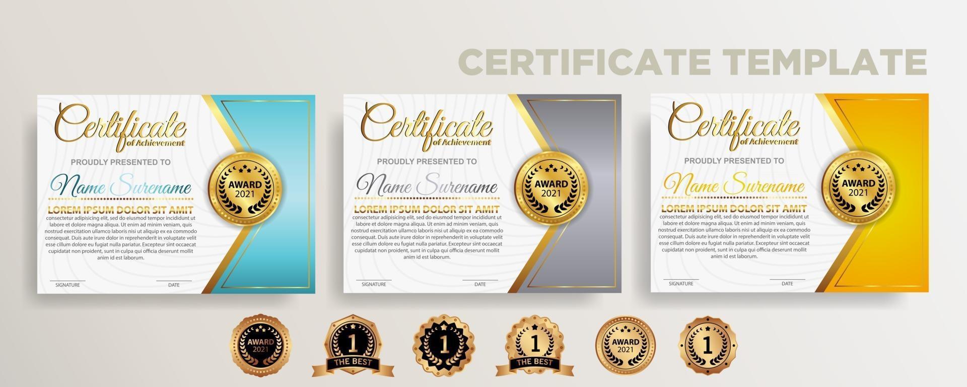 Premium diploma modern certificate template vector