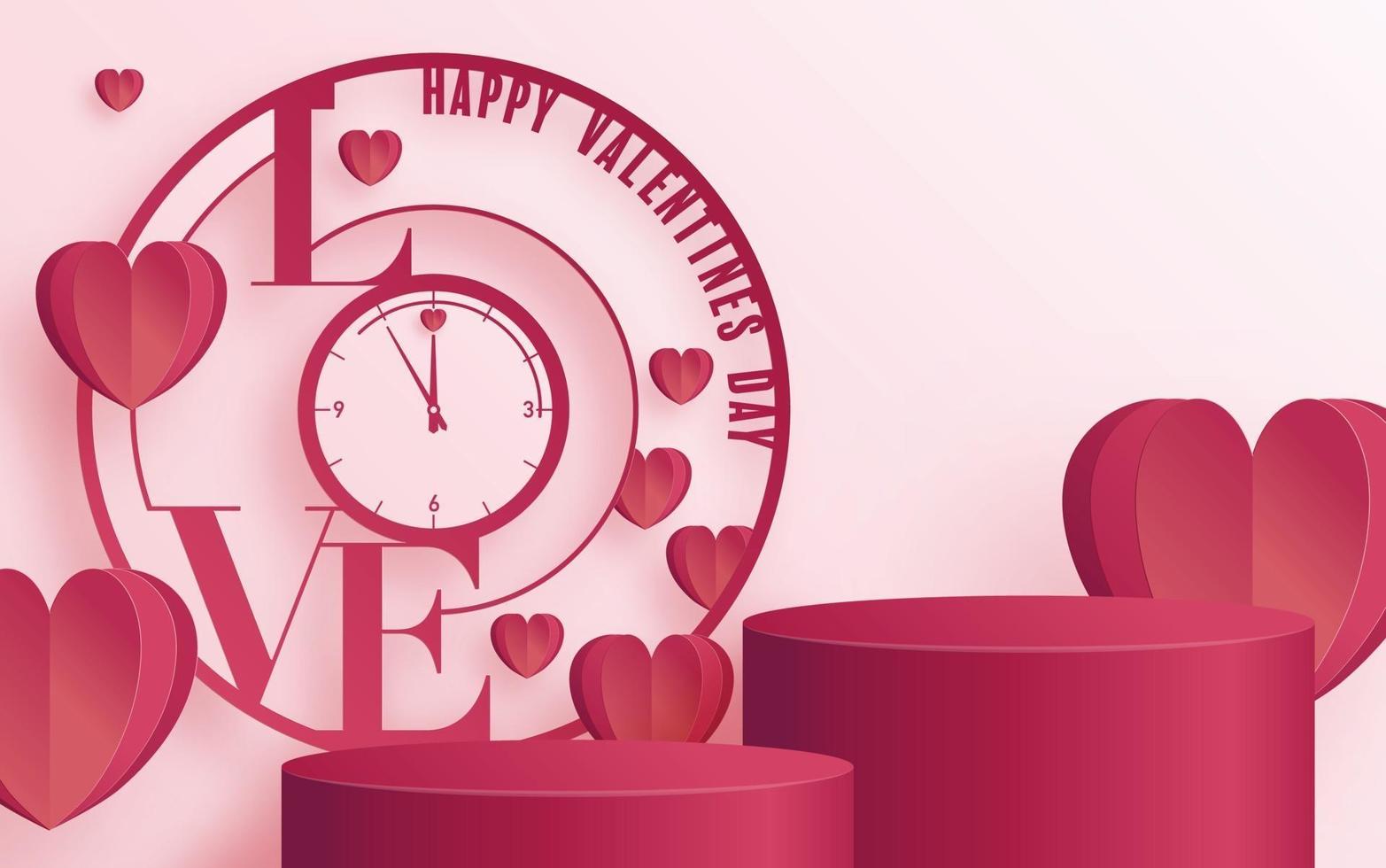 3d podium for valentine day vector