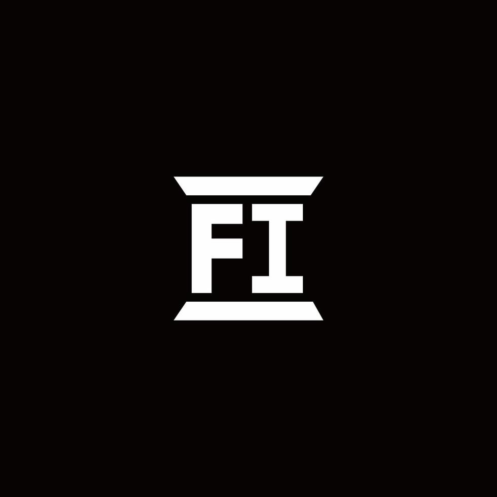 FI Logo monogram with pillar shape designs template vector