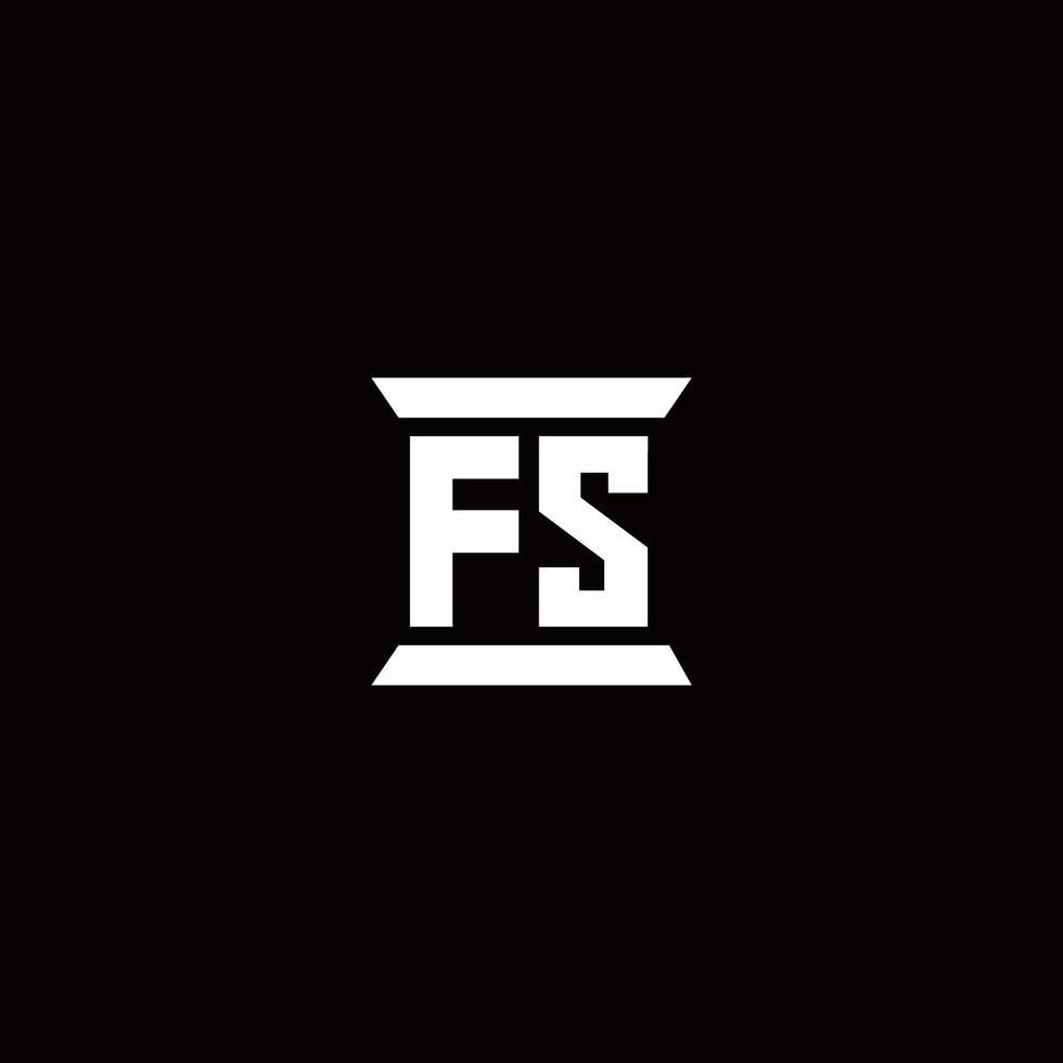 monograma del logotipo de fs con plantilla de diseños de forma de pilar vector