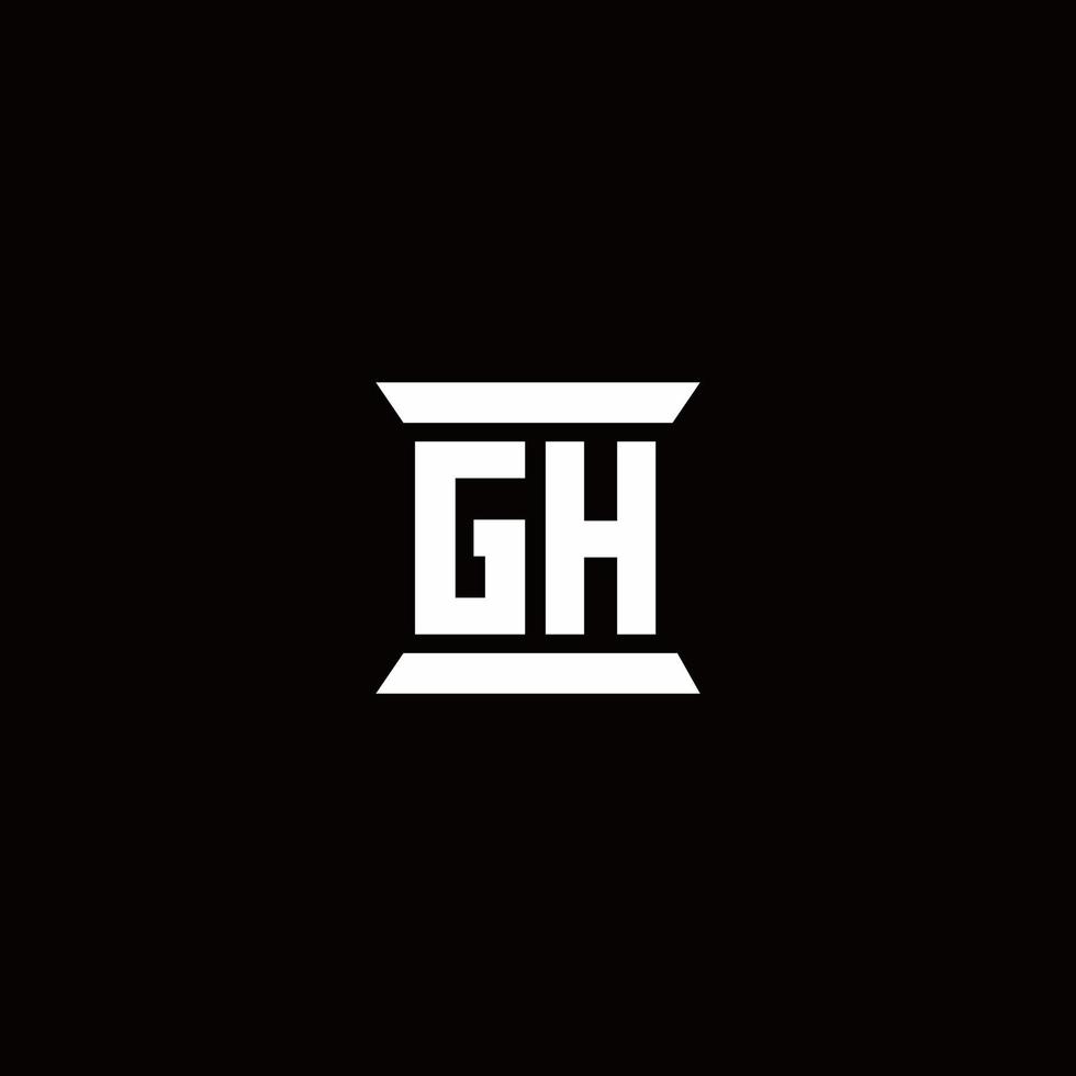 Monograma de logotipo gh con plantilla de diseños de forma de pilar vector