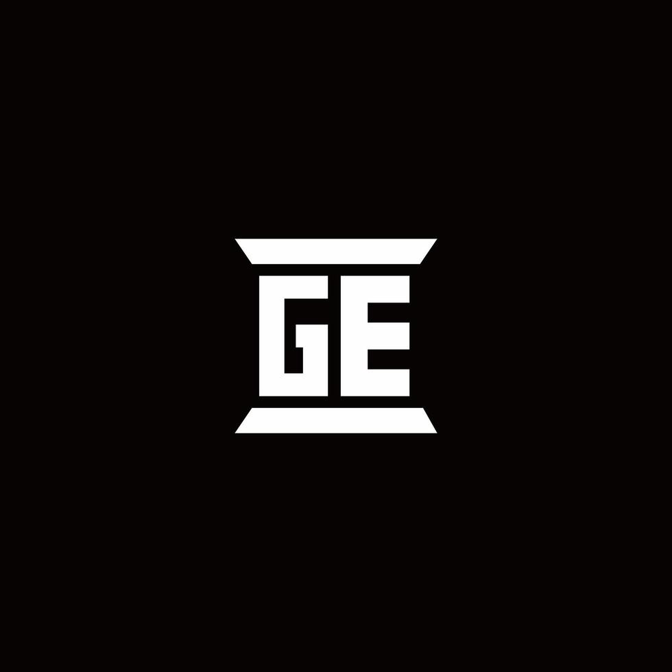 GE Logo monogram with pillar shape designs template vector