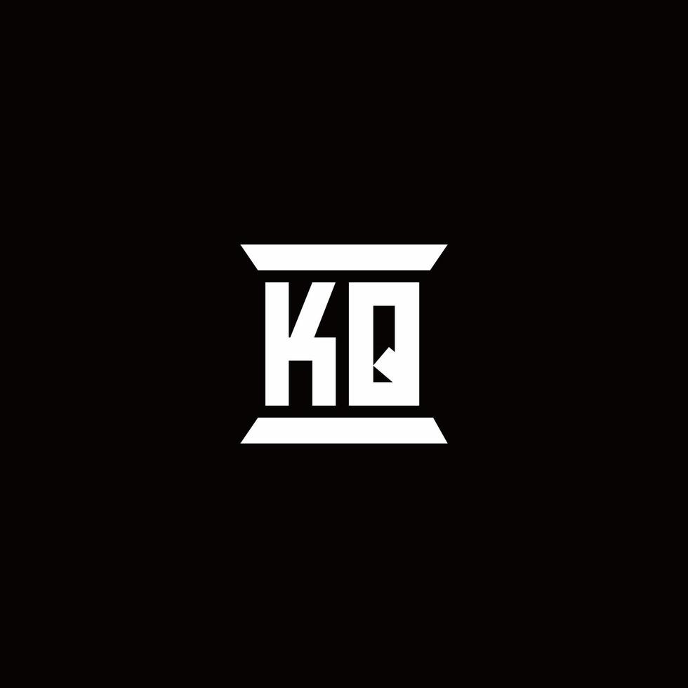 KQ Logo monogram with pillar shape designs template vector