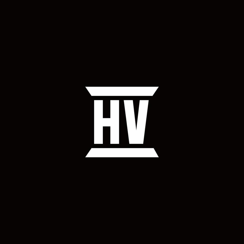 monograma del logotipo de hv con plantilla de diseños de forma de pilar vector