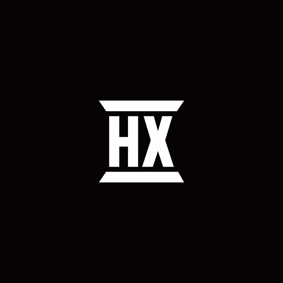 monograma de logotipo hx con plantilla de diseños de forma de pilar vector