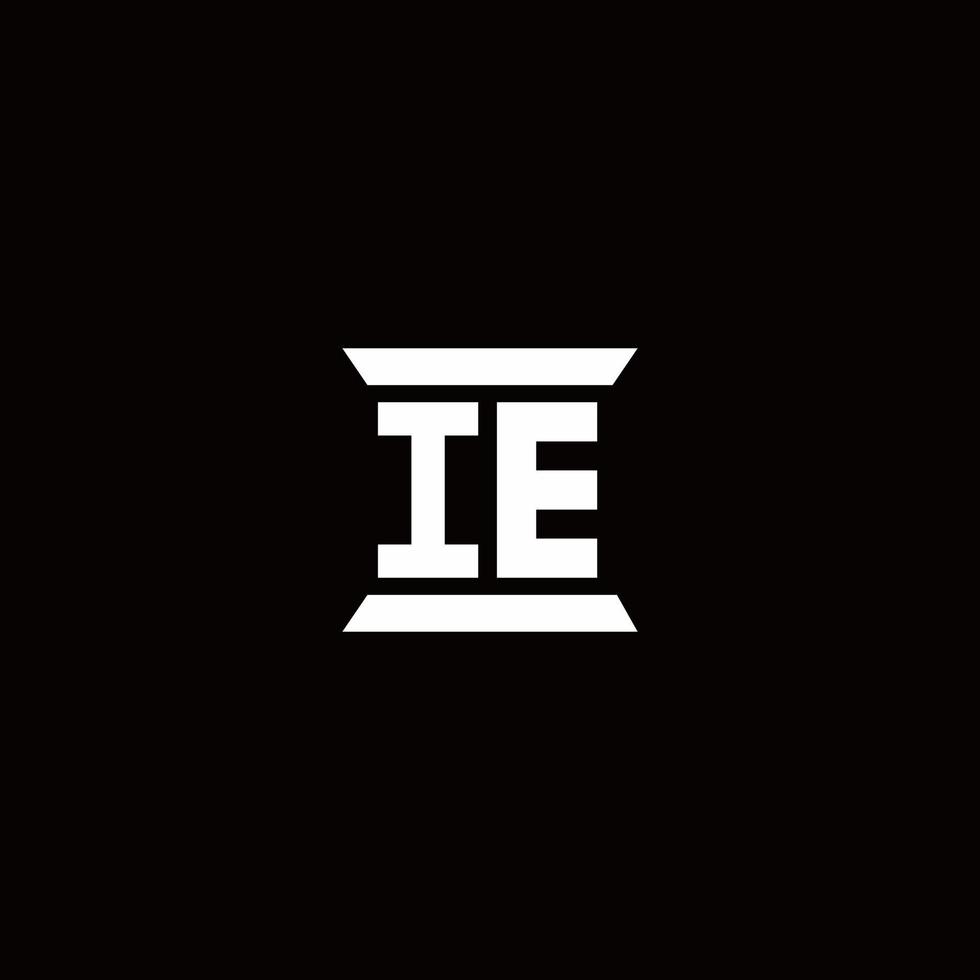 IE Logo monogram with pillar shape designs template vector