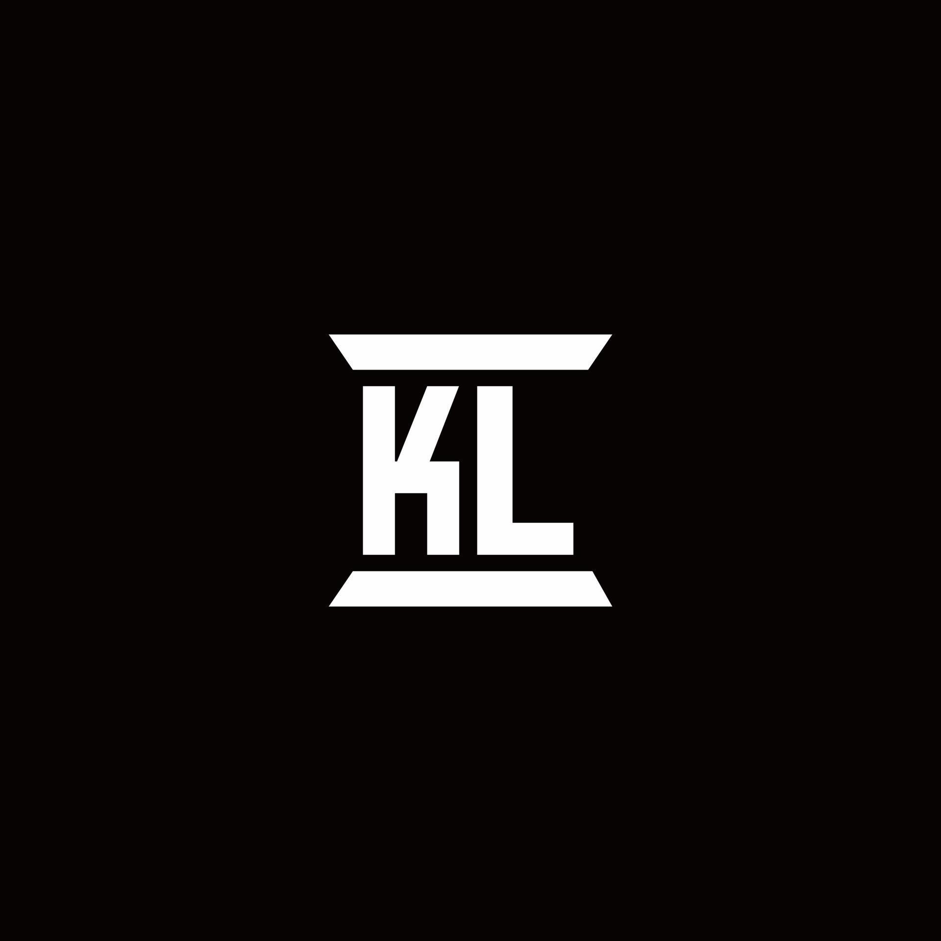 Kl logo monograma con plantilla de diseños de forma de pilar 2963395