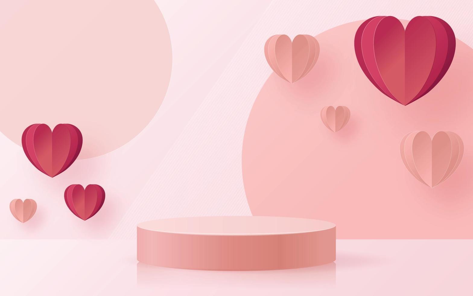 3d podium for valentine day vector