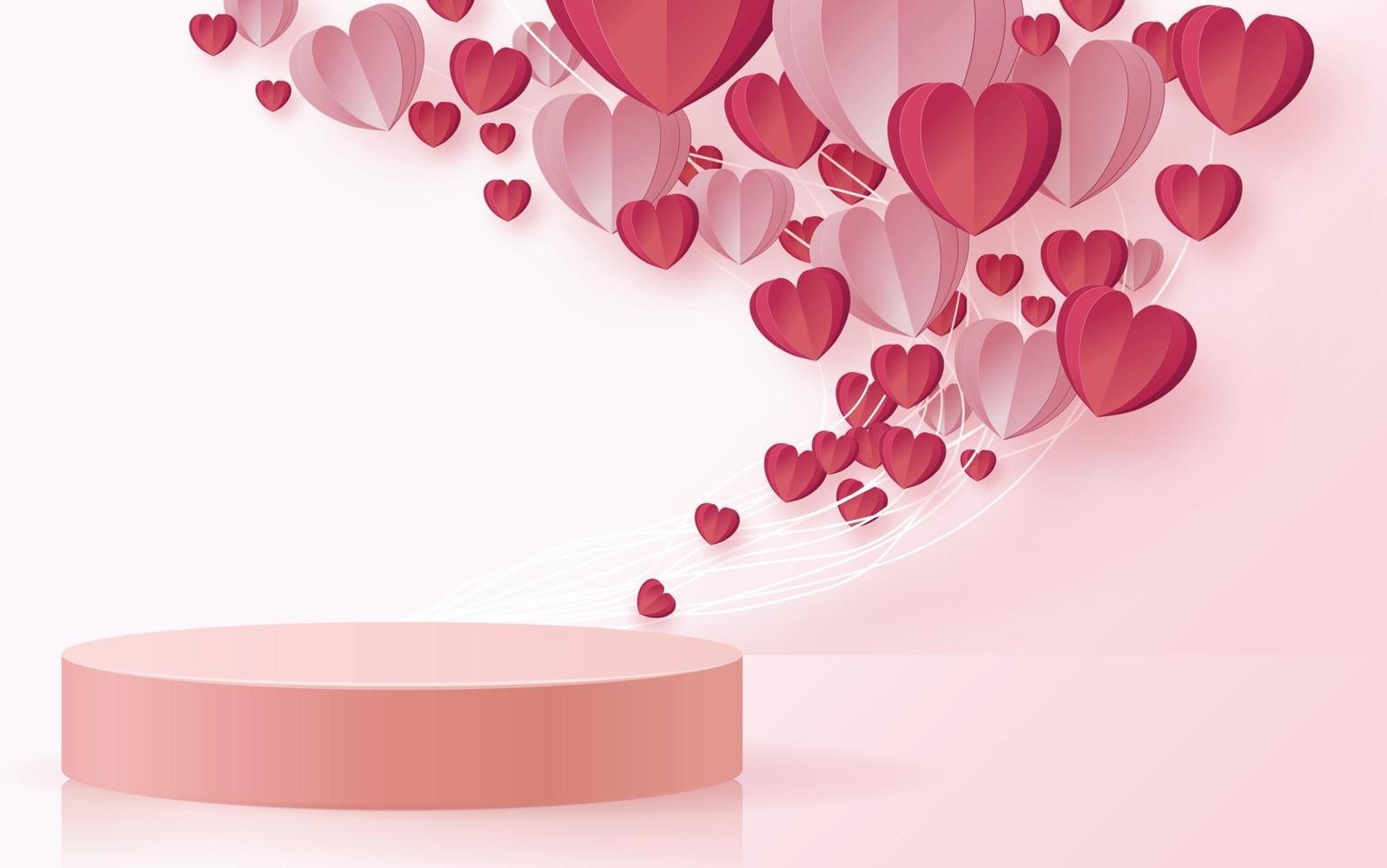 3d podium for valentine day vector