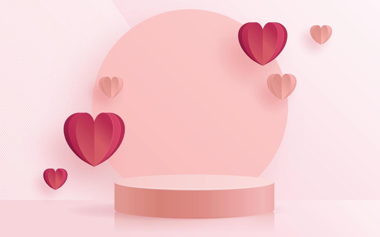 3d podium for valentine day vector