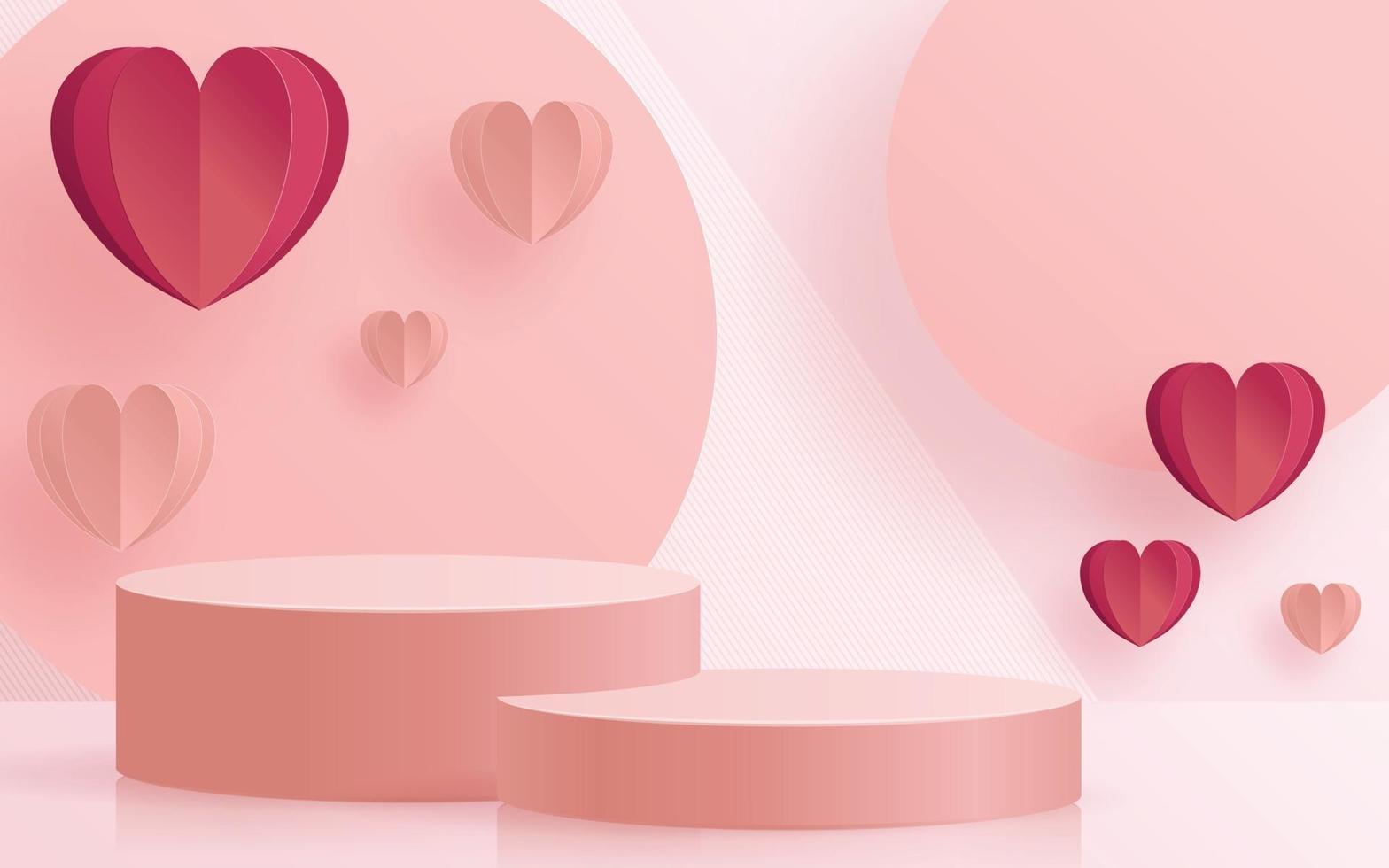 3d podium for valentine day vector