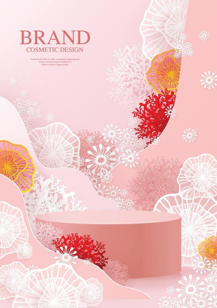 3d Background products with coral background vector