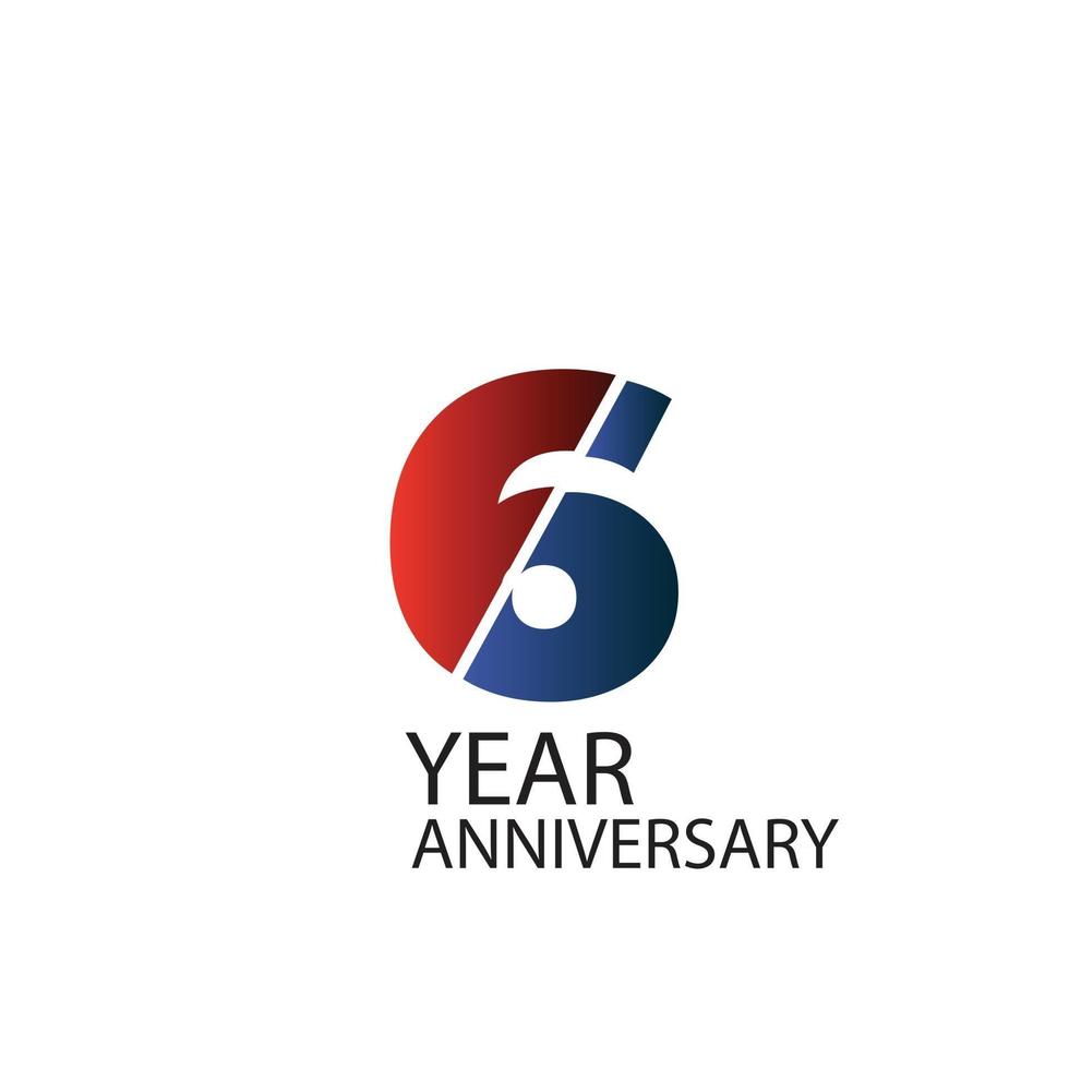 6 Year Anniversary Celebration Vector Template Design Illustration