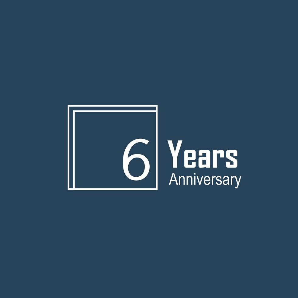 Ilustración de diseño de plantilla de vector de celebración de aniversario de 6 años