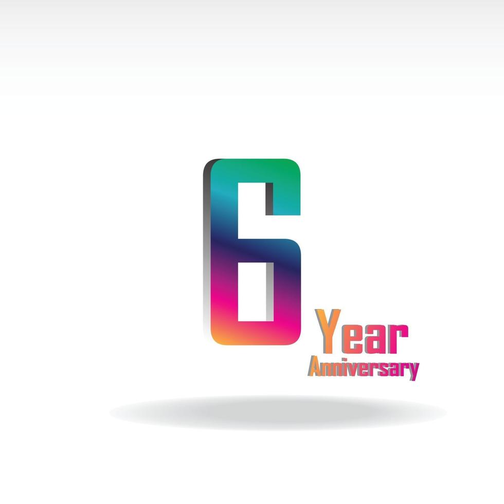 6 Year Anniversary Celebration Vector Template Design Illustration