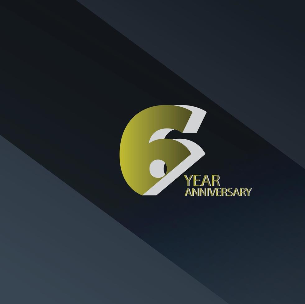 6 Year Anniversary Celebration Vector Template Design Illustration