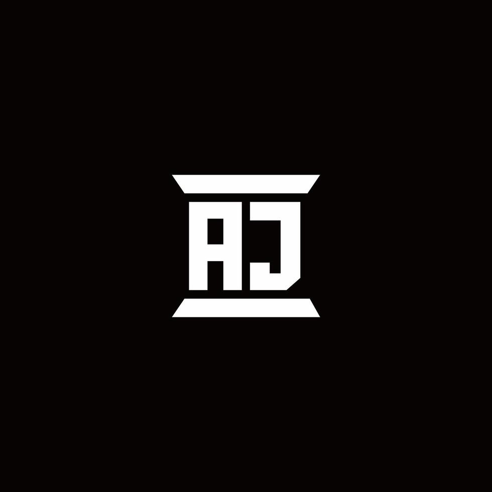 AJ Logo monogram with pillar shape designs template vector