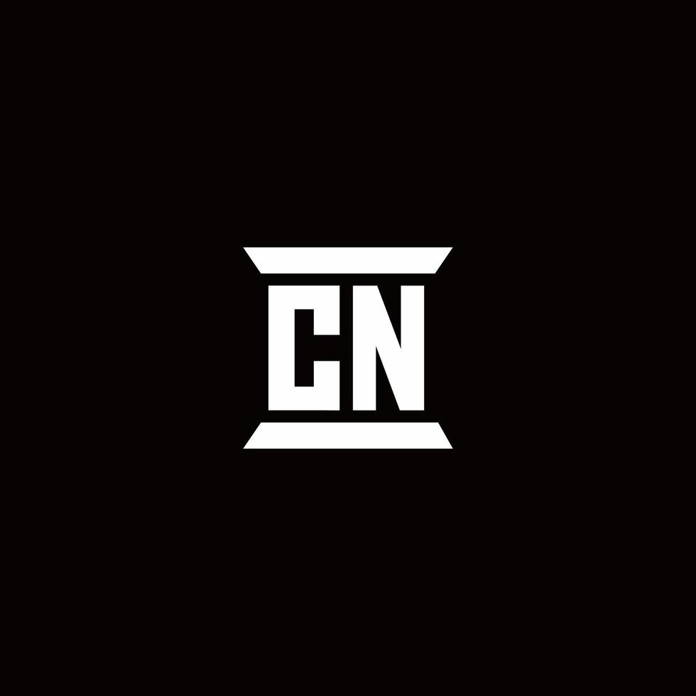CN Logo monogram with pillar shape designs template vector