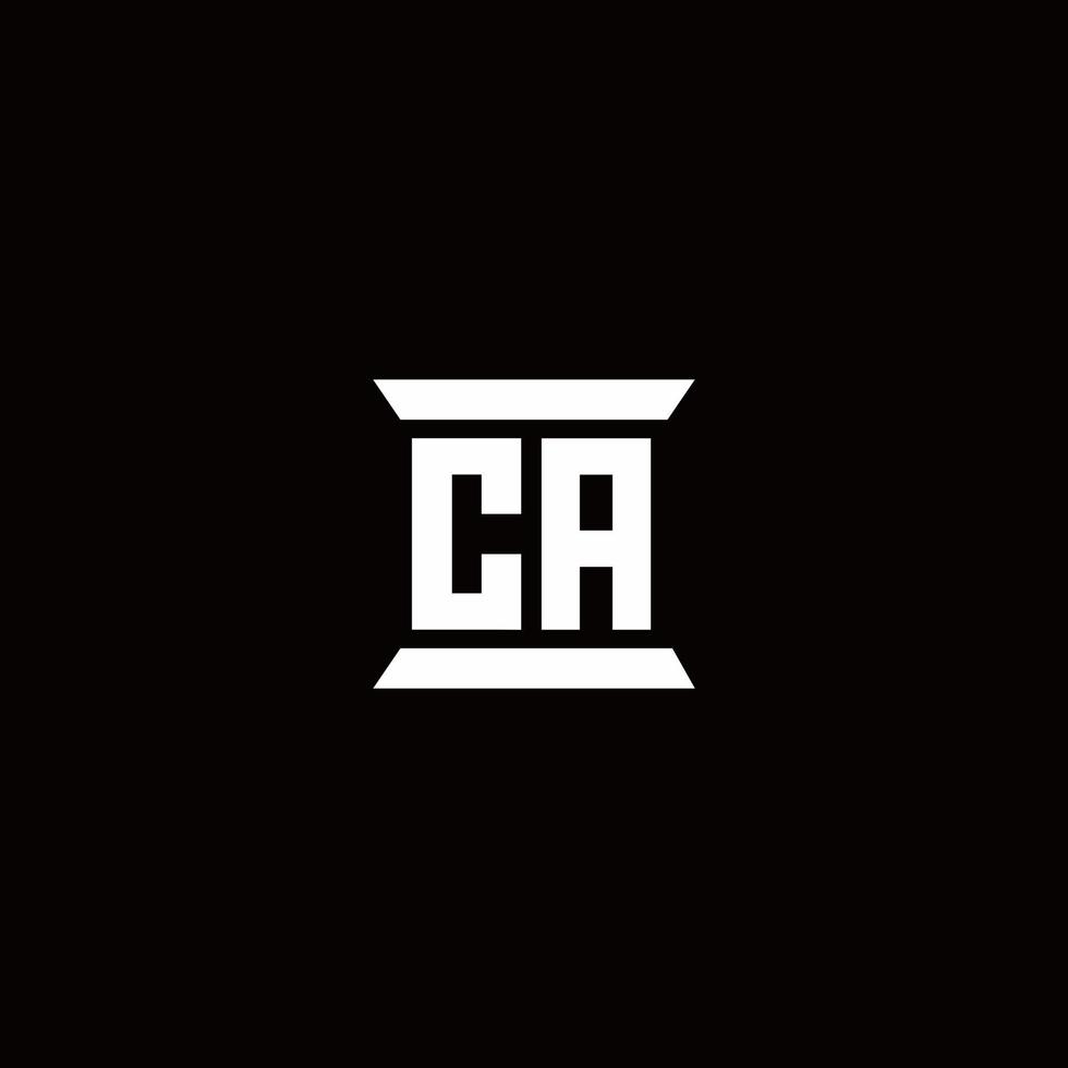 monograma del logotipo de ca con plantilla de diseños de forma de pilar vector