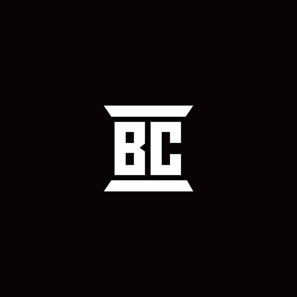 bc logo monograma con plantilla de diseños de forma de pilar vector