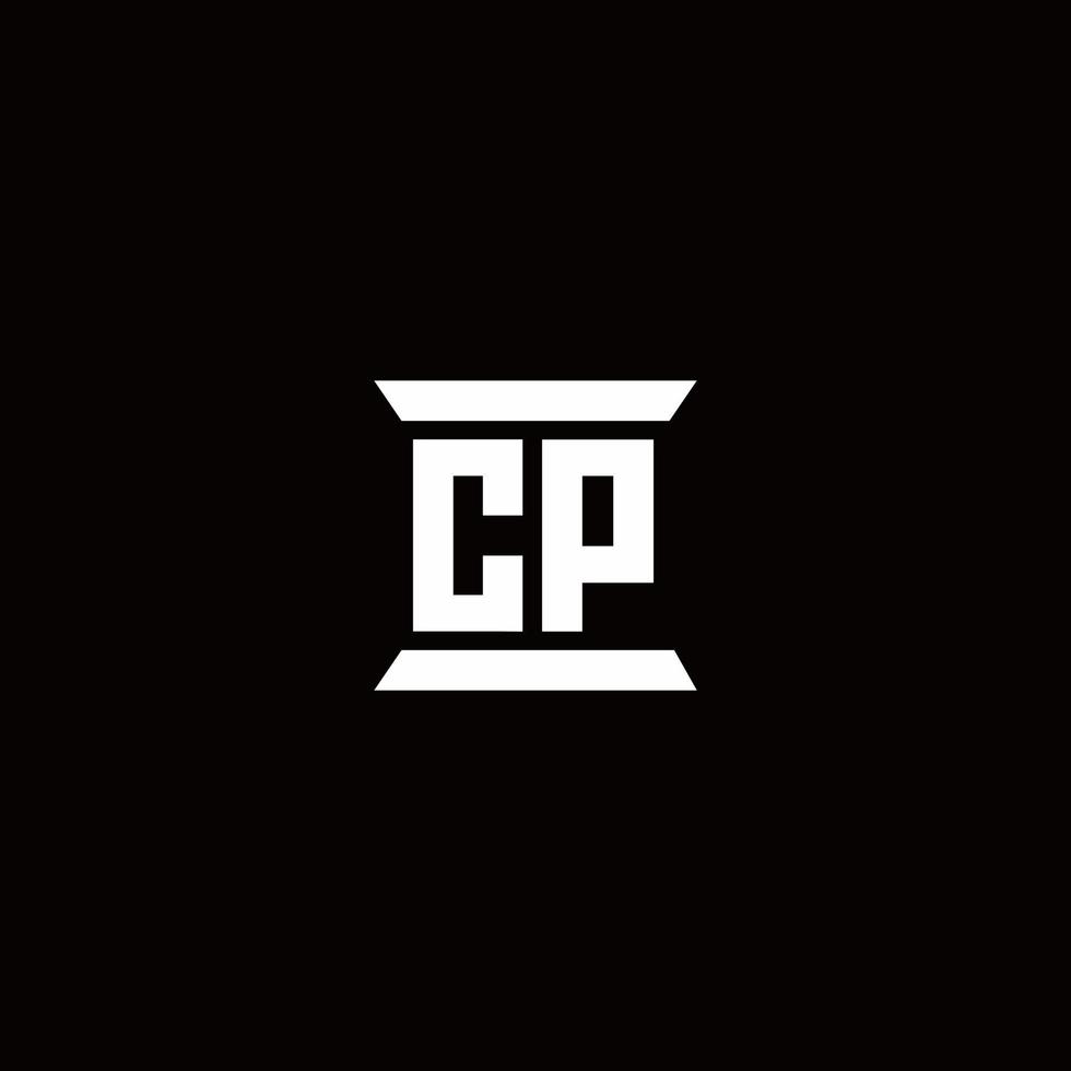 Monograma de logotipo cp con plantilla de diseños de forma de pilar vector