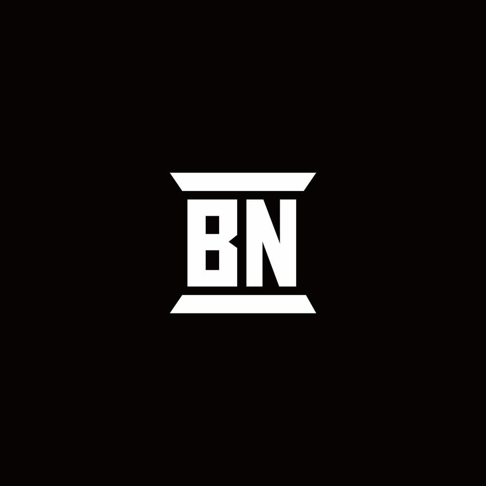 bn logo monogram con plantilla de diseños de forma de pilar vector