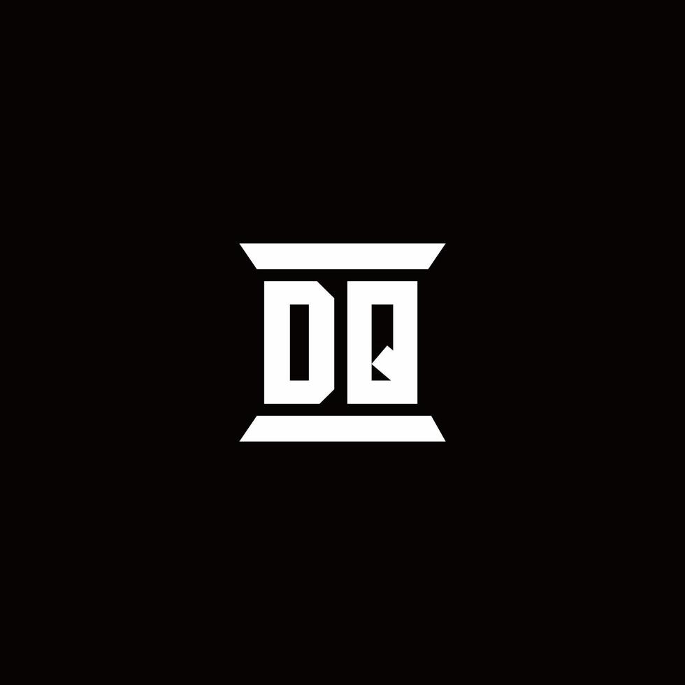 monograma de logotipo dq con plantilla de diseños de forma de pilar vector