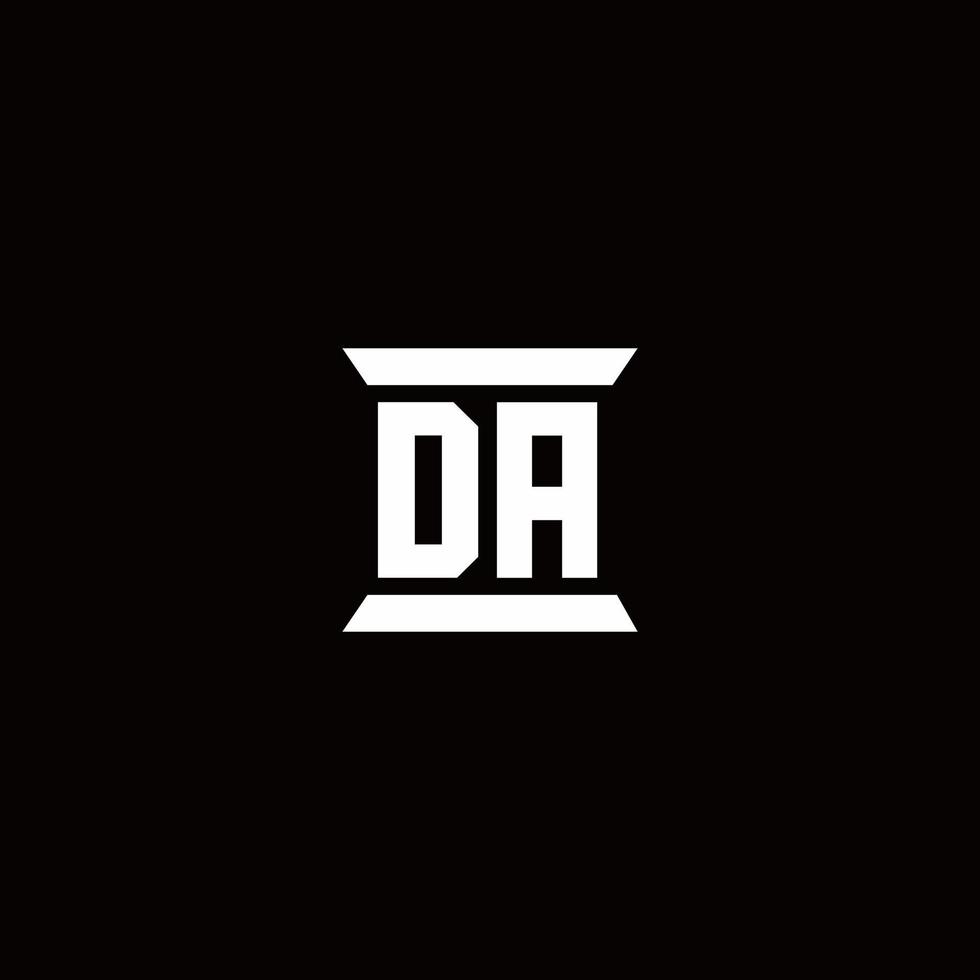 DA Logo monogram with pillar shape designs template vector