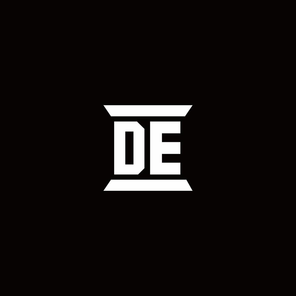DE Logo monogram with pillar shape designs template vector