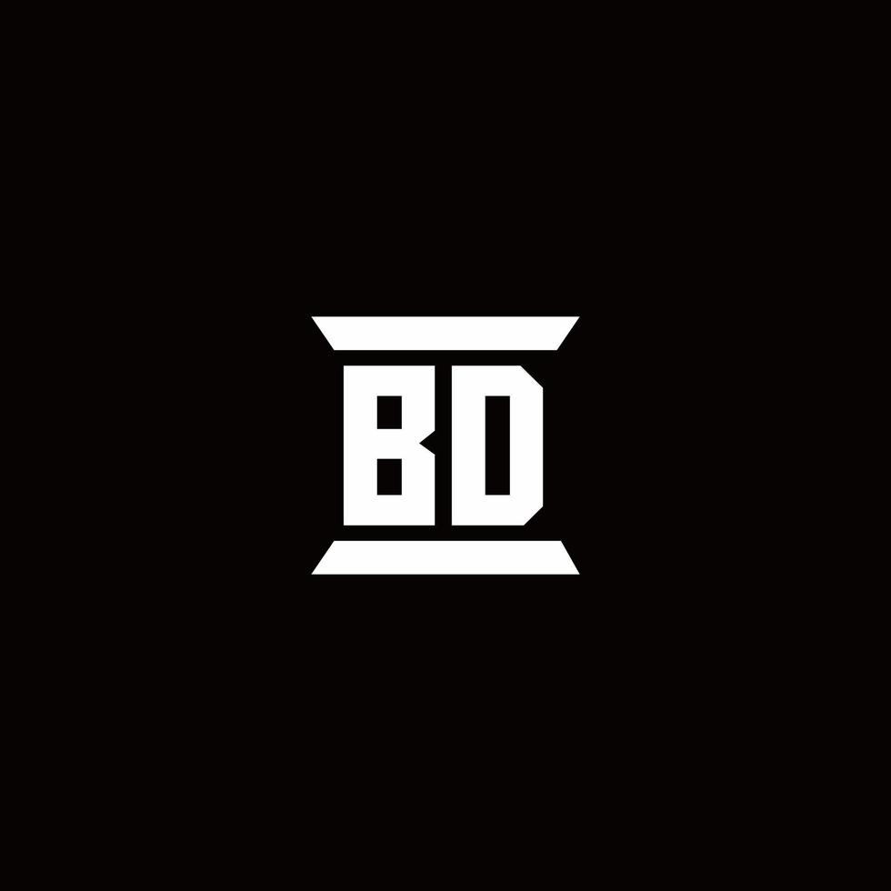 BD Logo monogram with pillar shape designs template vector