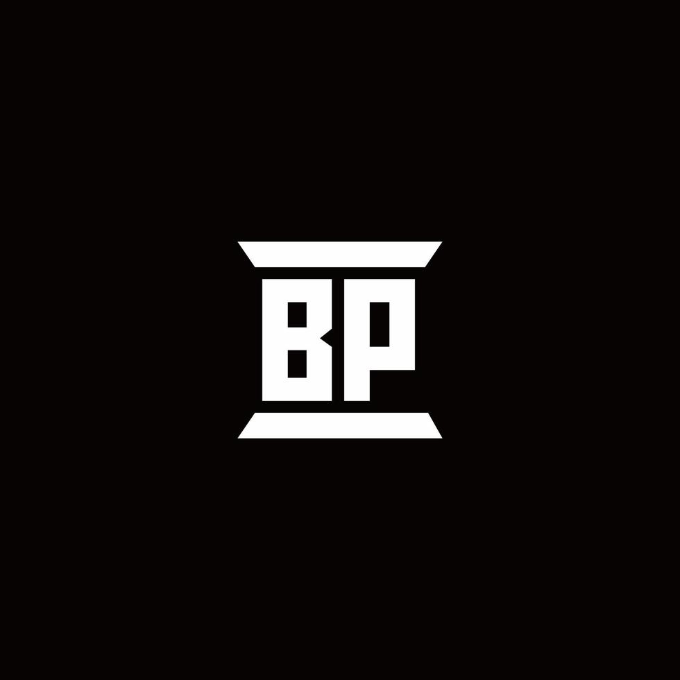 monograma del logotipo de bp con plantilla de diseños de forma de pilar vector