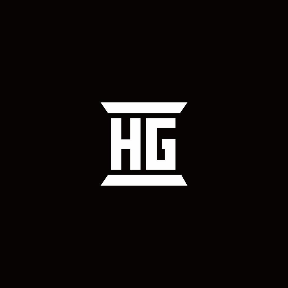 monograma del logotipo de hg con plantilla de diseños de forma de pilar vector