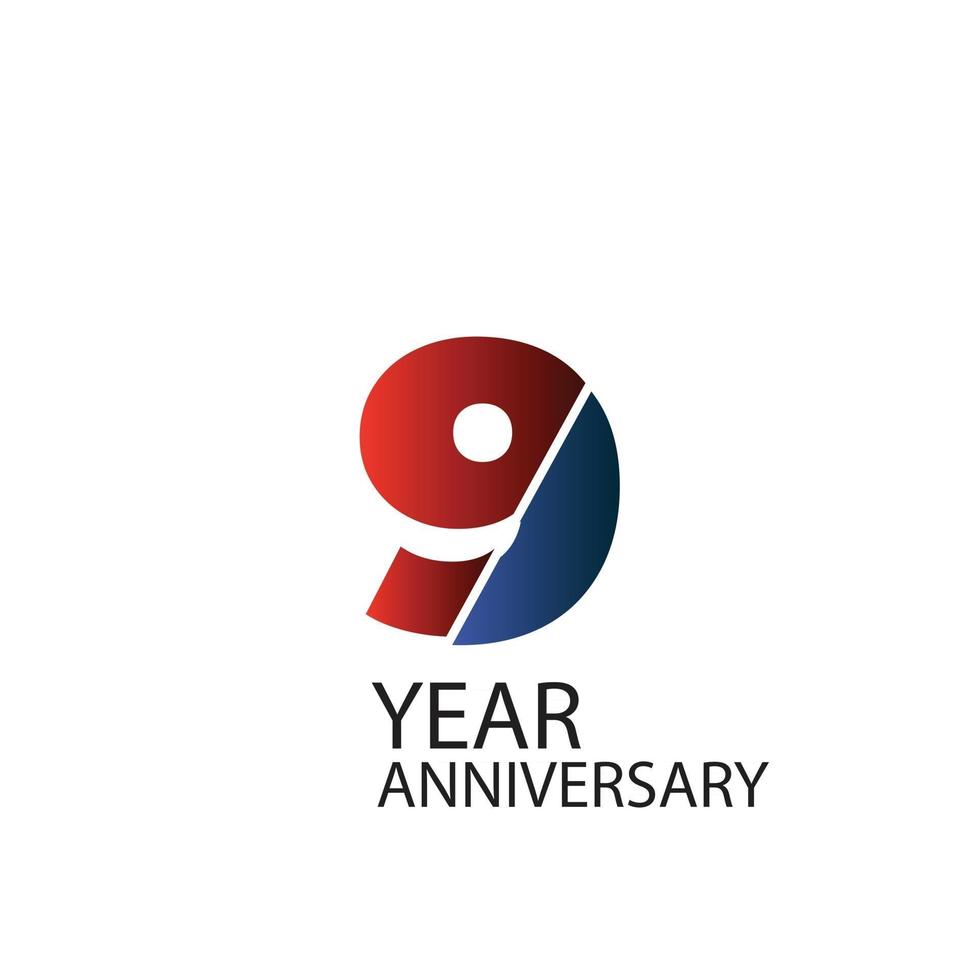 9 year anniversary logotype color for celebration vector