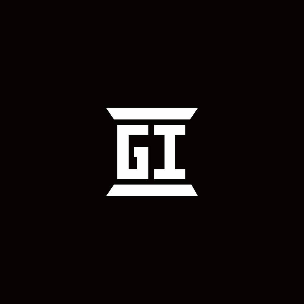 monograma de logotipo gi con plantilla de diseños de forma de pilar vector