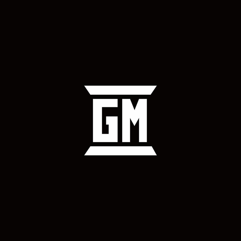 monograma de logotipo gm con plantilla de diseños de forma de pilar vector