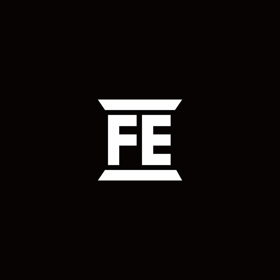 FE Logo monogram with pillar shape designs template vector