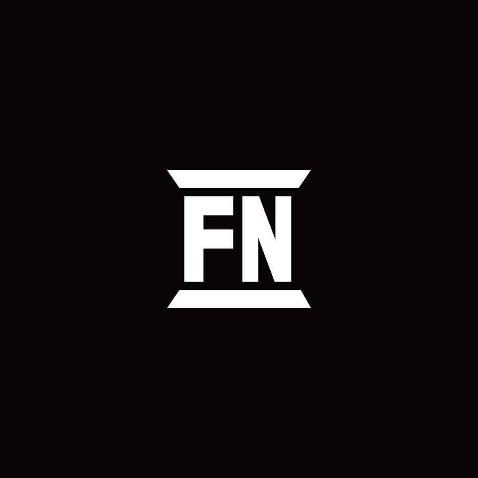 Fn logo monograma con plantilla de diseños de forma de pilar vector