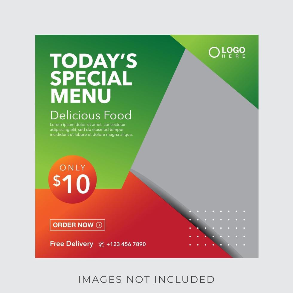 food culinary menu banner for social media post template vector